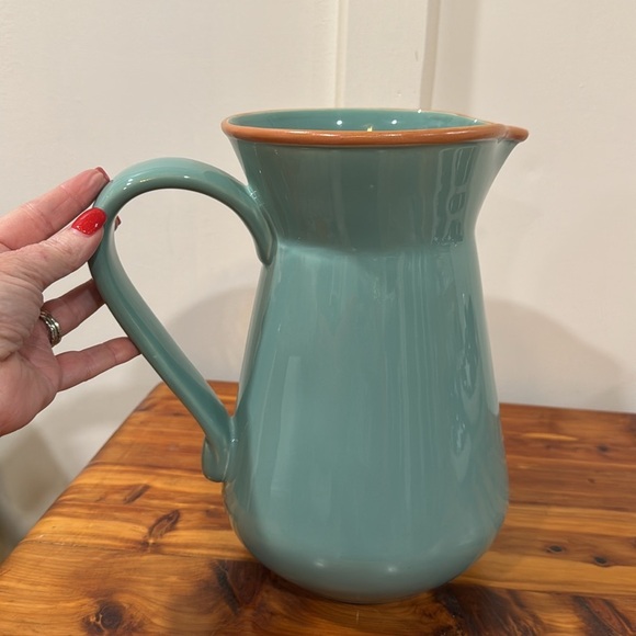 Bobby Flay Stoneware Turquoise Large Pitcher - Picture 3 of 5